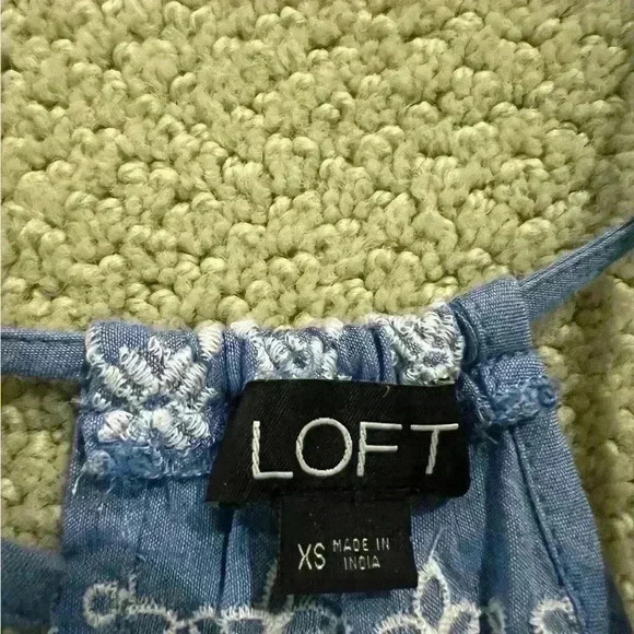 Ann Taylor LOFT Blue & White Embroidered Romper - Picture 7 of 7